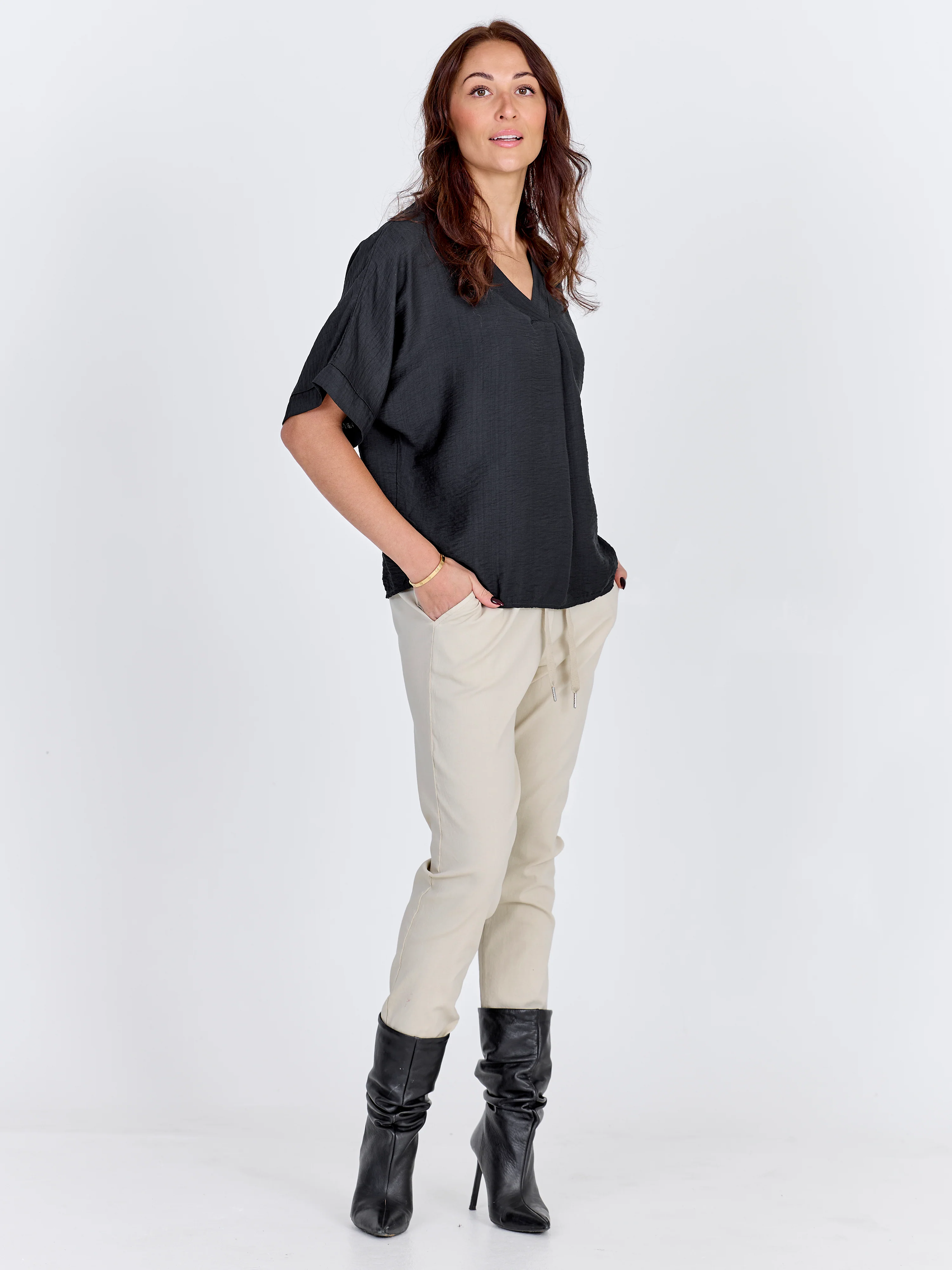CARMEN plain trousers - Bone - Image 4