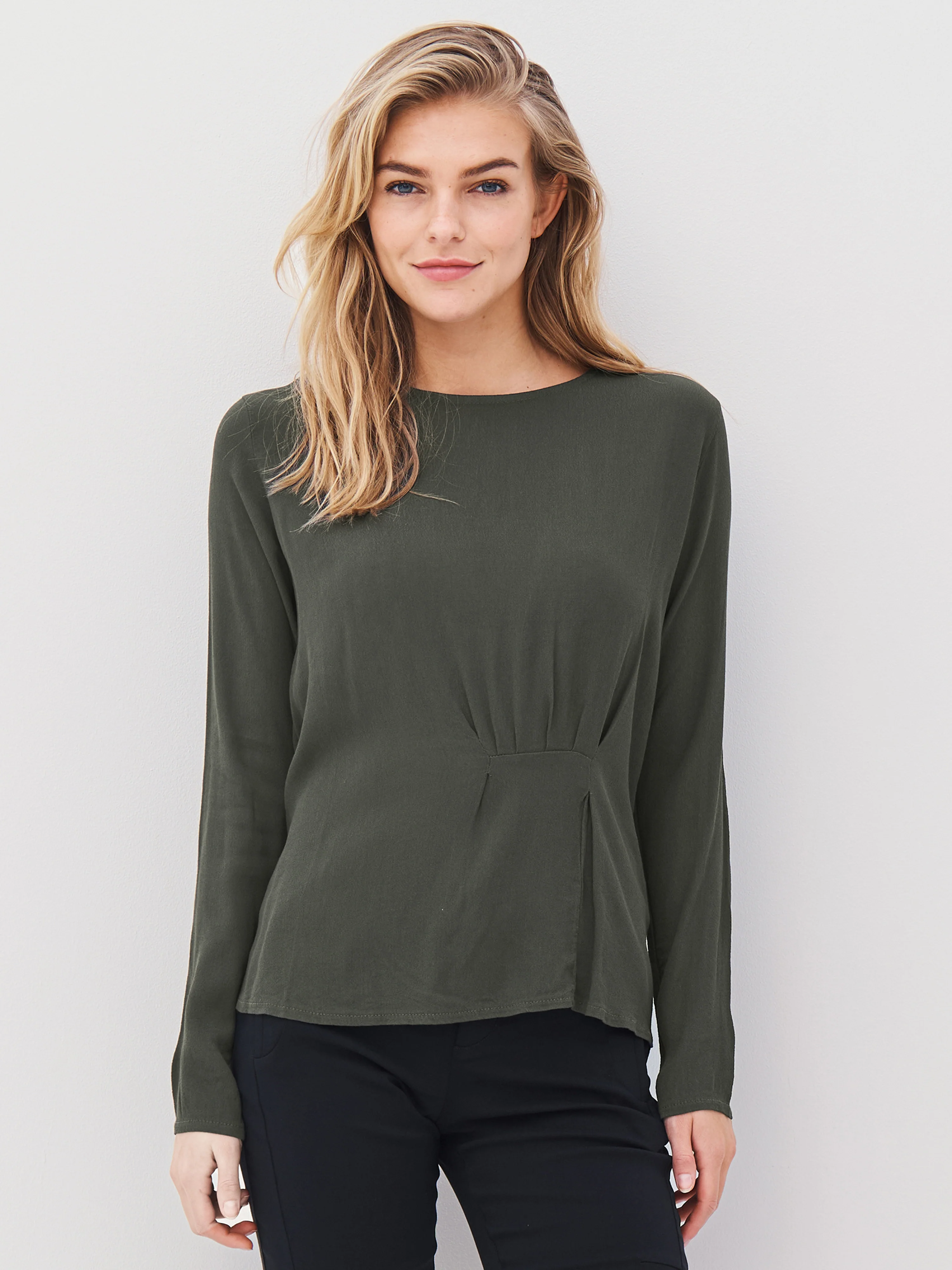 ANNI drape blouse - Dark Green - Image 2
