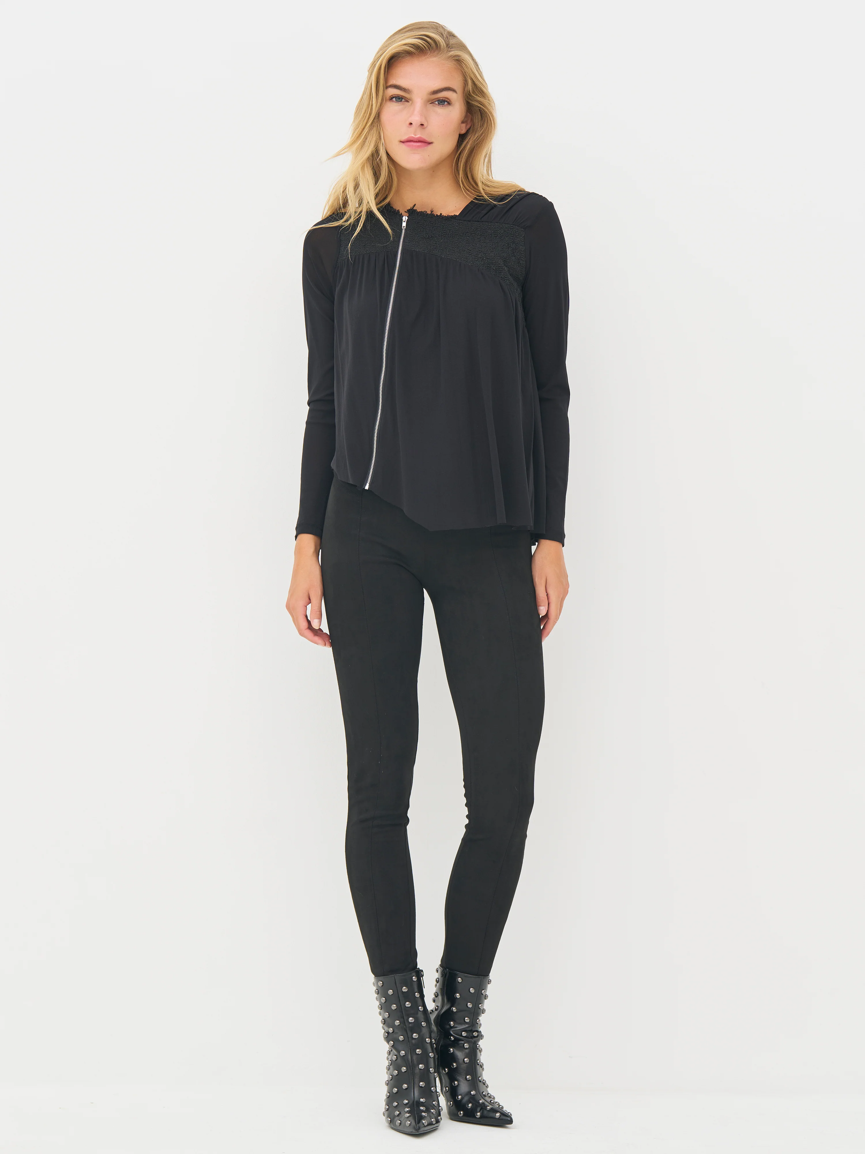 BETH zip blouse - Black - Image 5