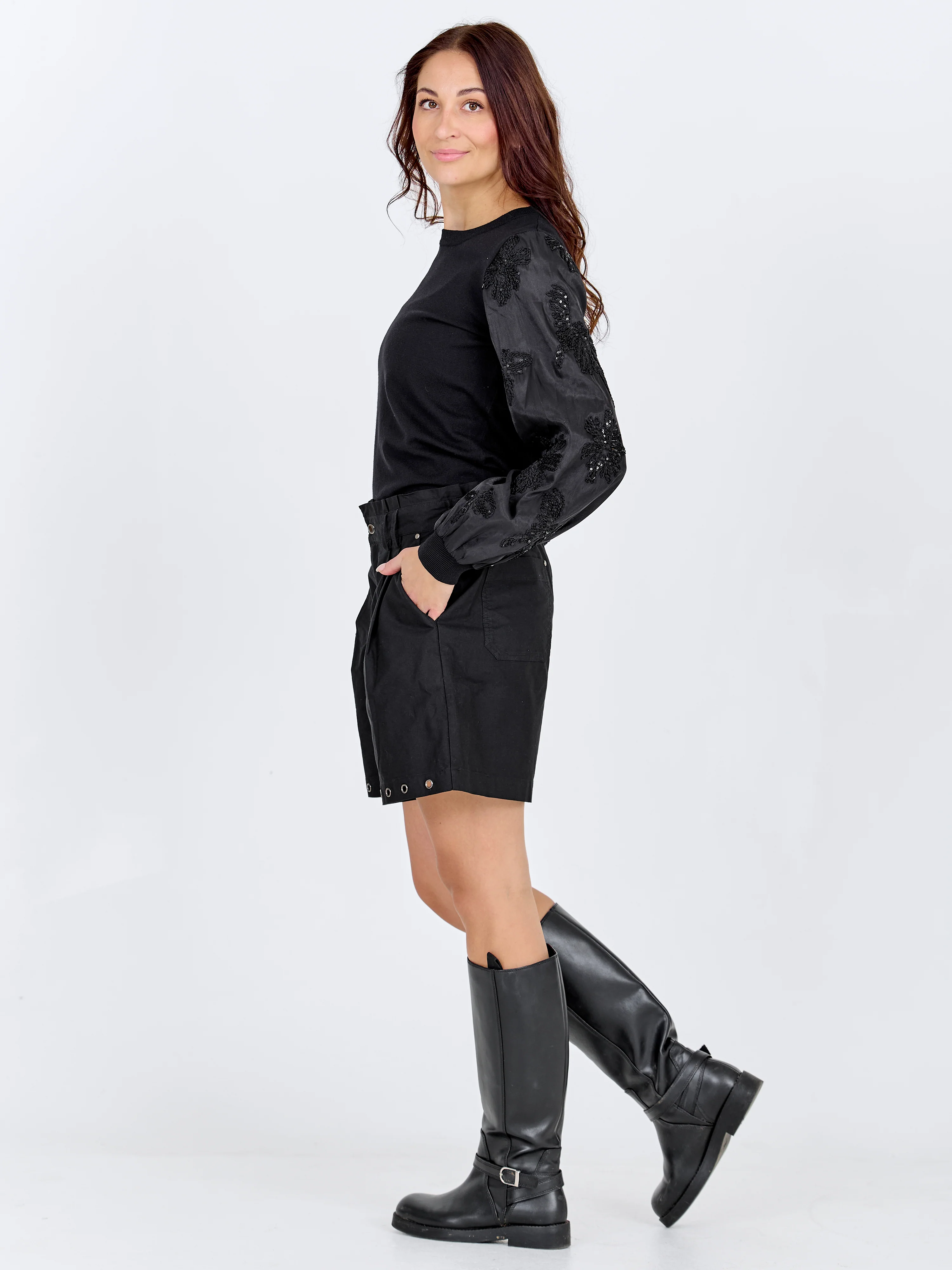 CHELO Knit Blouse - Black - Image 5