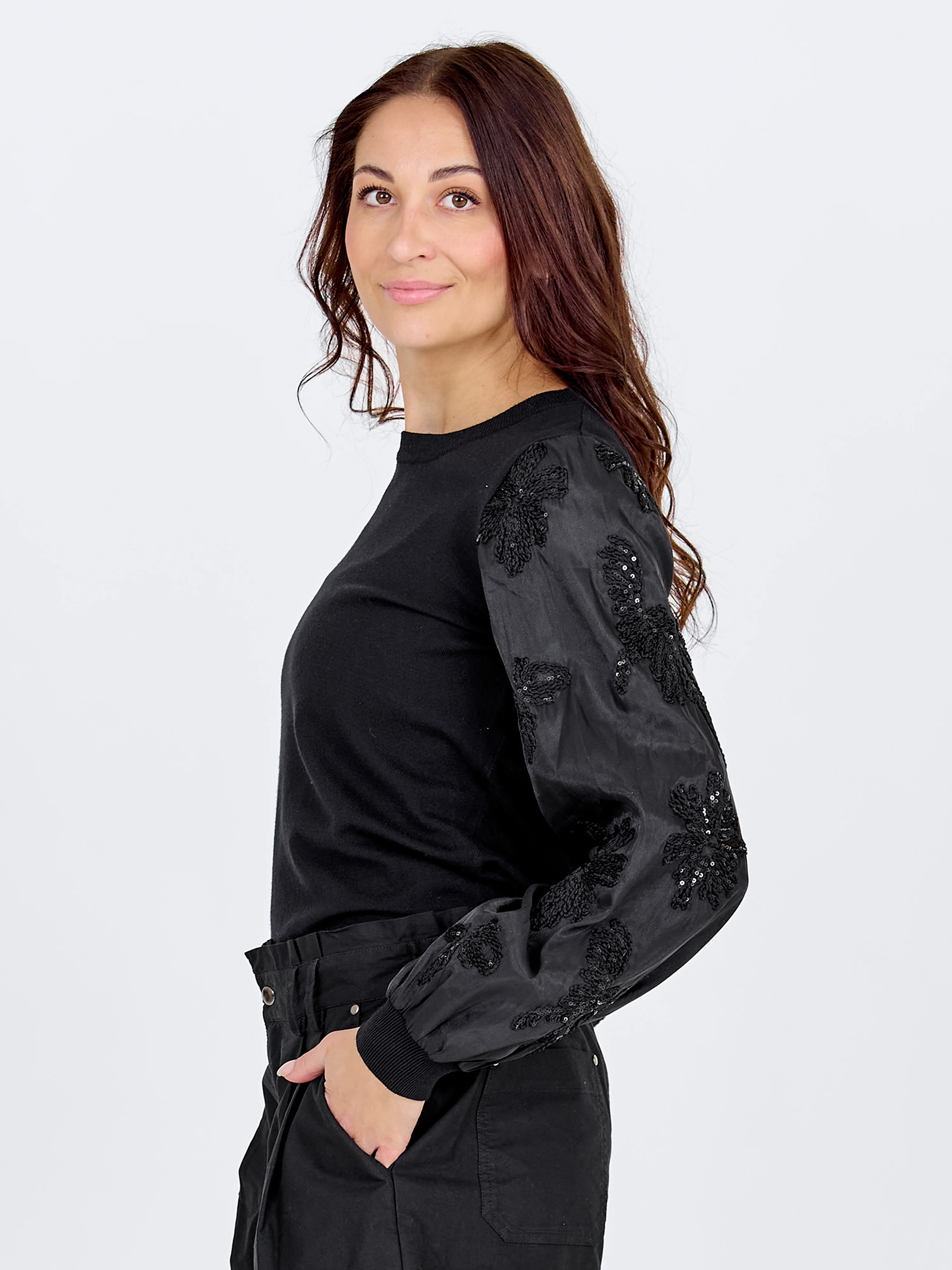 CHELO Knit Blouse - Black - Image 6