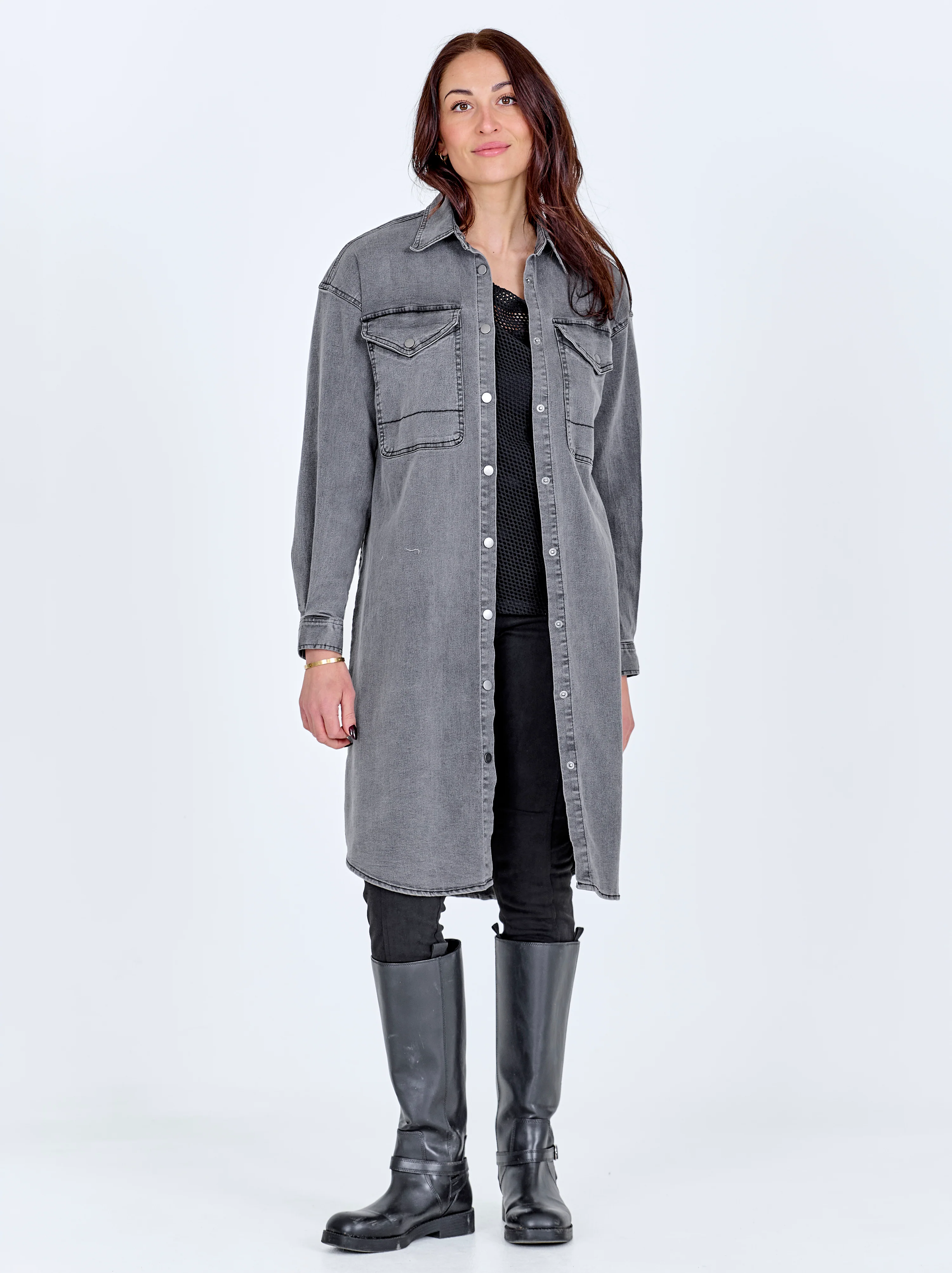 TAIA denim dress - Grey mix - Image 2