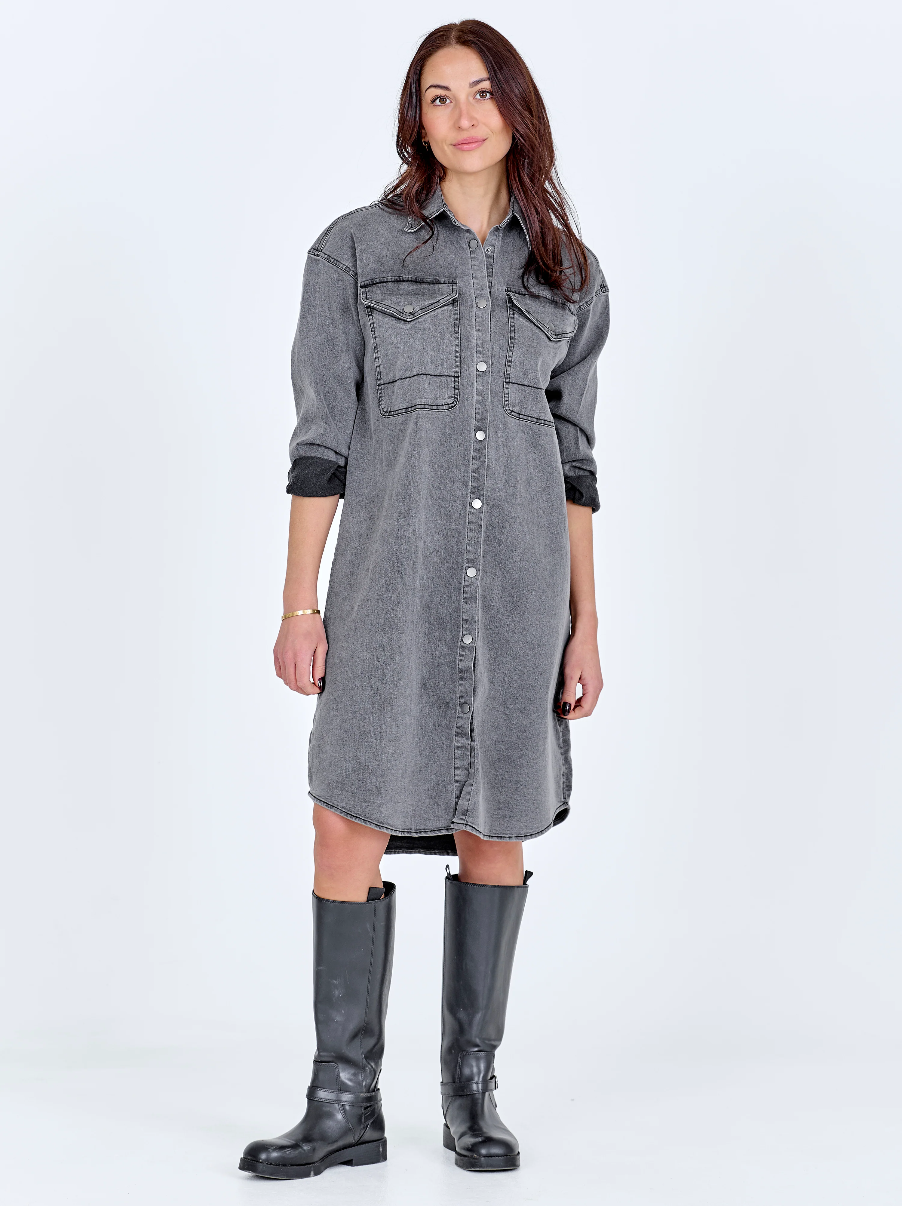 TAIA denim dress - Grey mix - Image 4