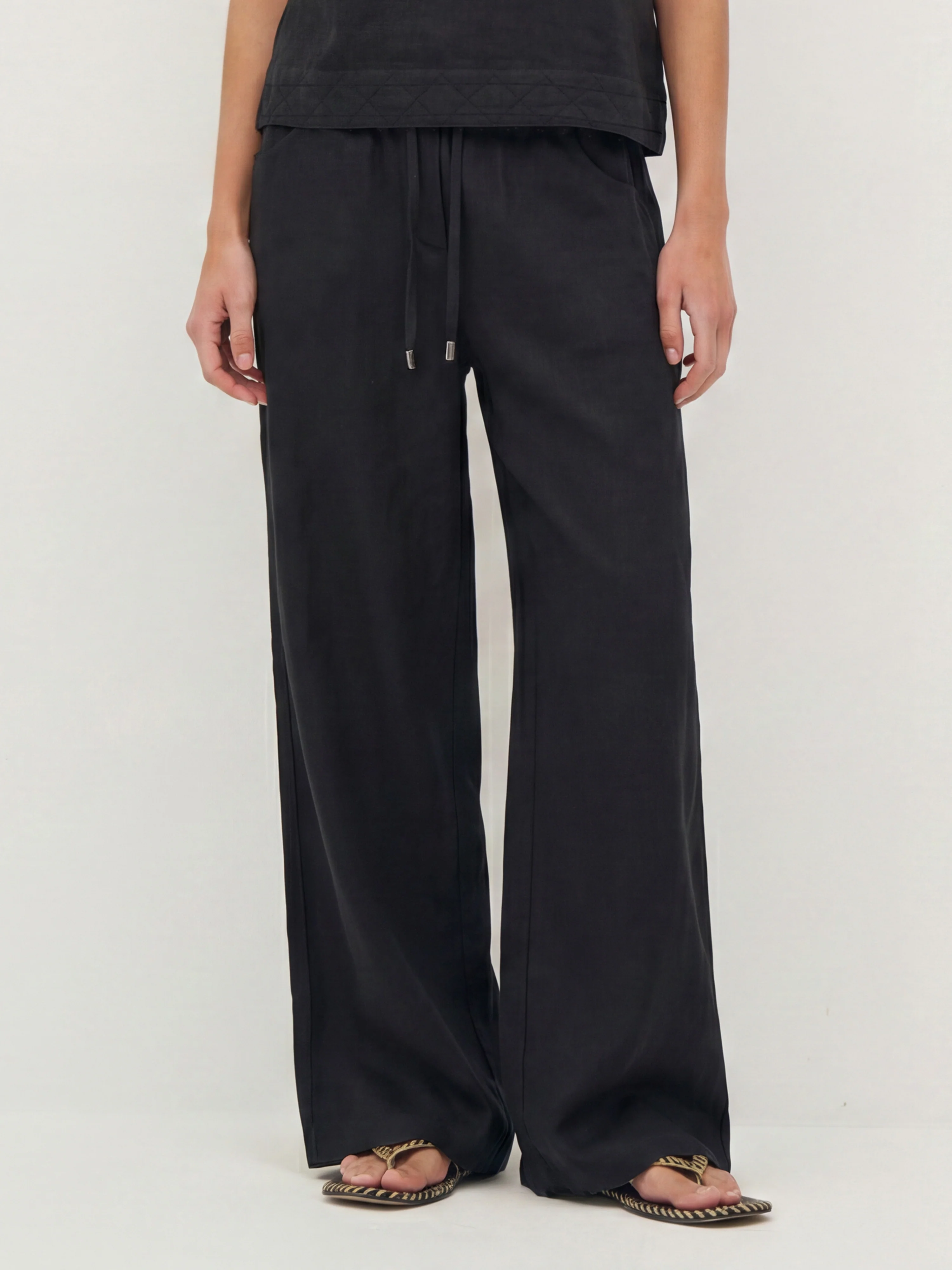 DAI linen trousers - Black - Image 3