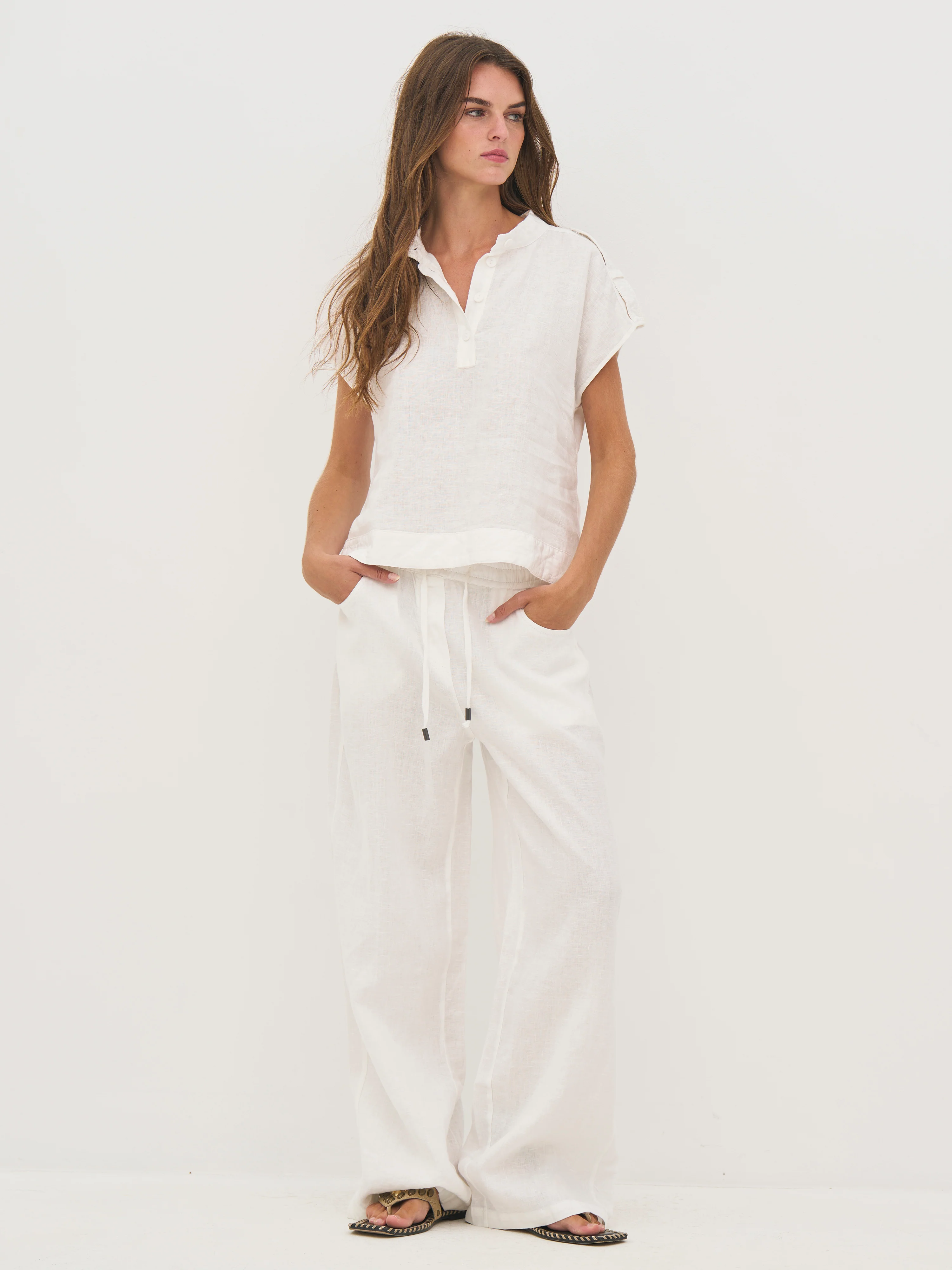 DAI linen trousers - White - Image 3