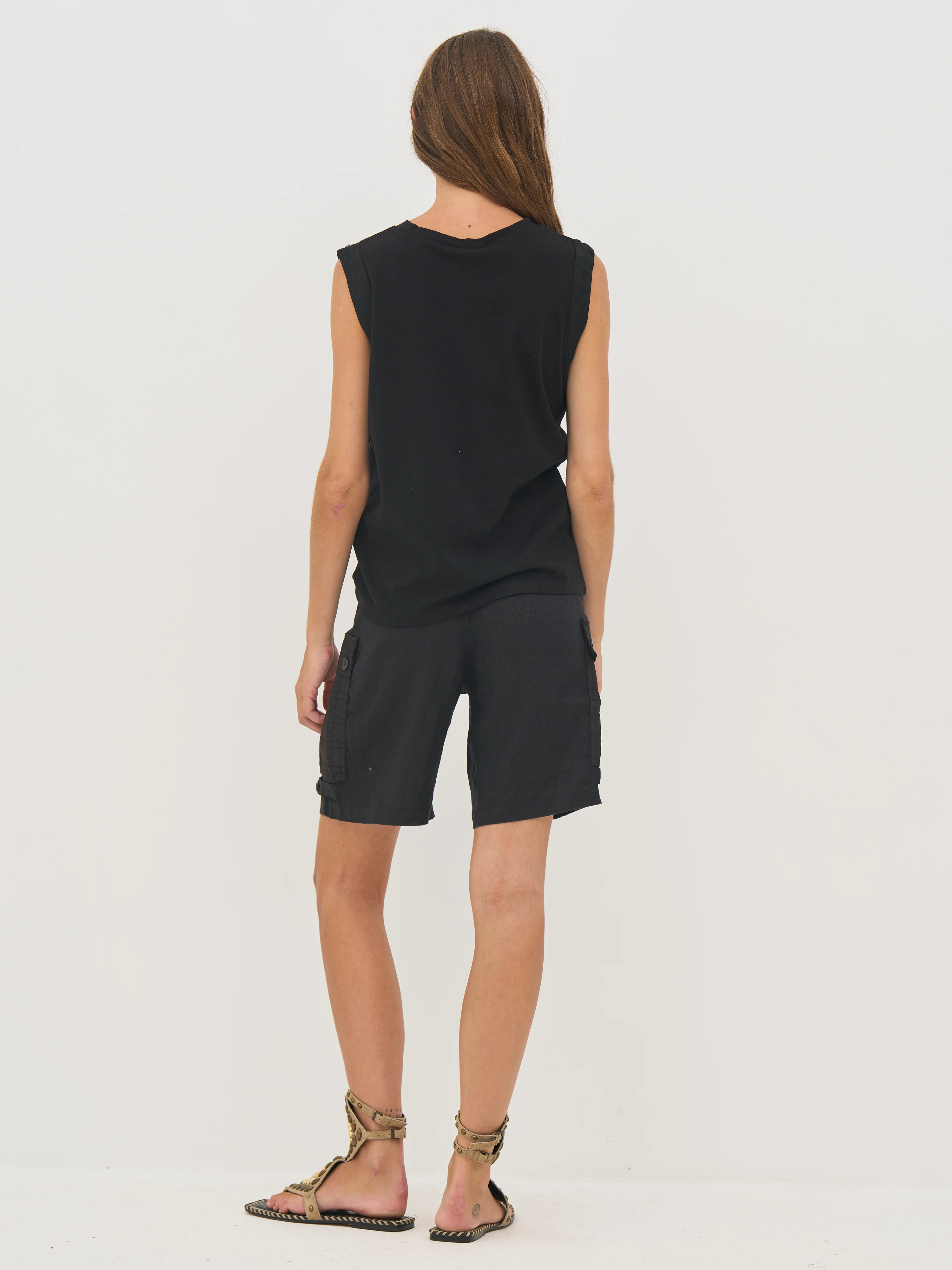 Dai Linen shorts - Black - Image 4