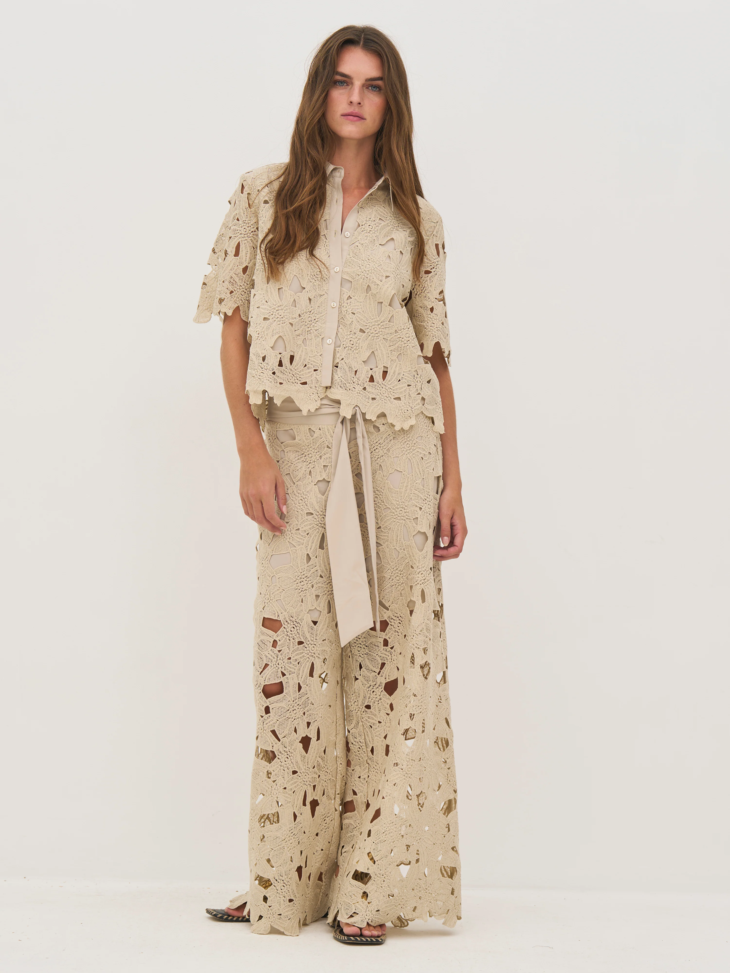 DECIA Lace Trousers - Bone - Image 2