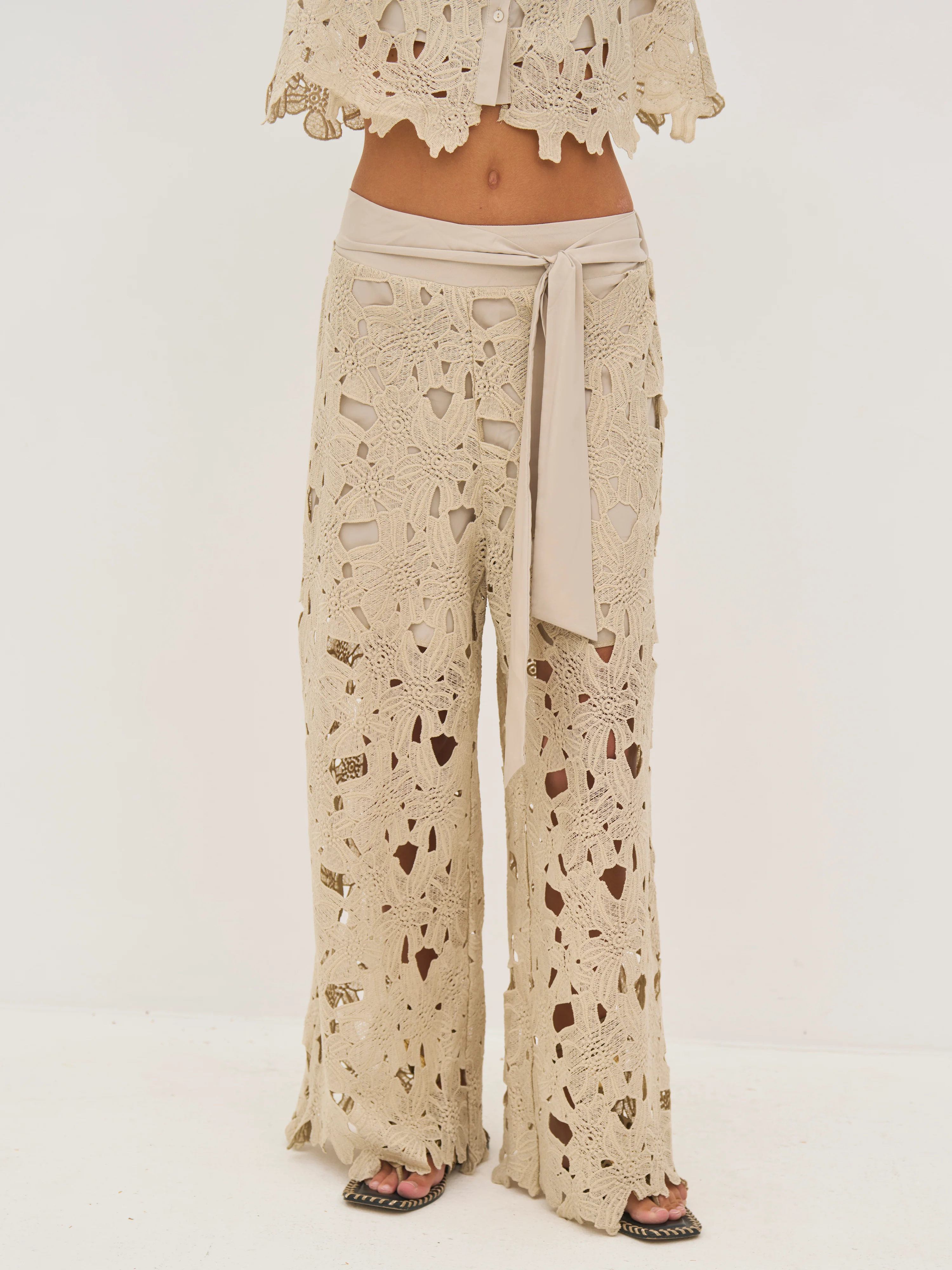DECIA Lace Trousers - Bone - Image 4