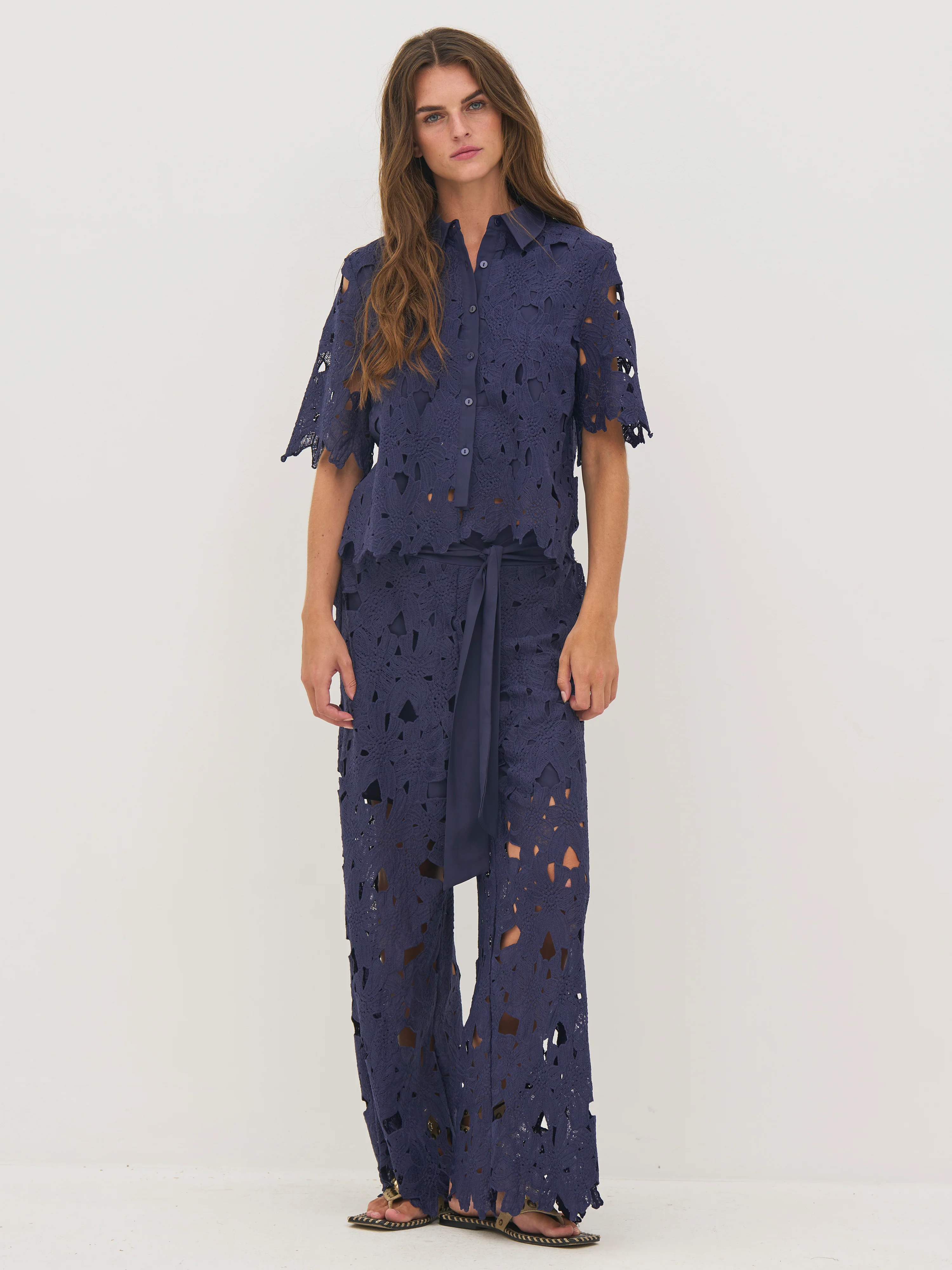 DECIA Lace Trousers - Navy - Image 2