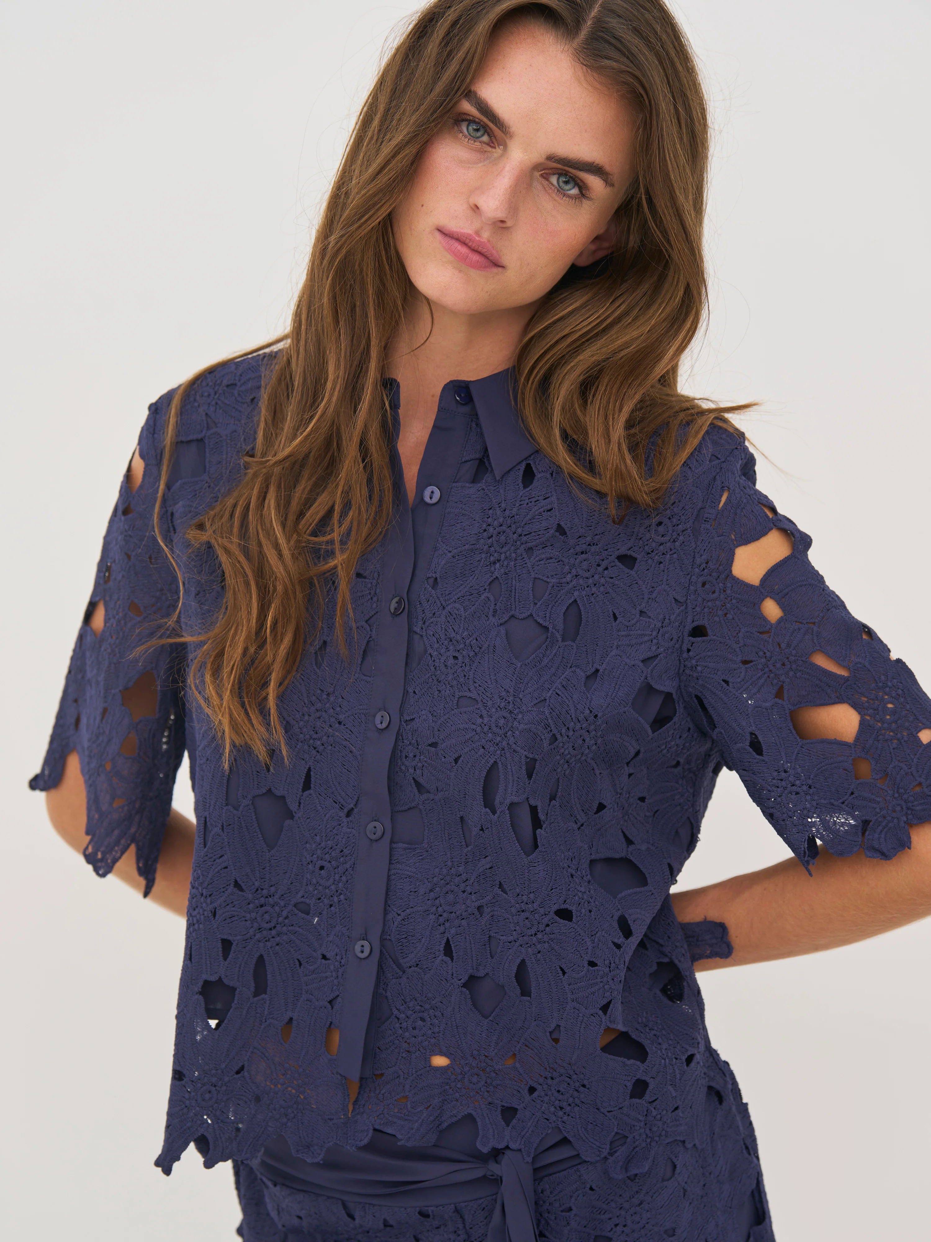 DECIA Lace Shirt - Navy - Image 2