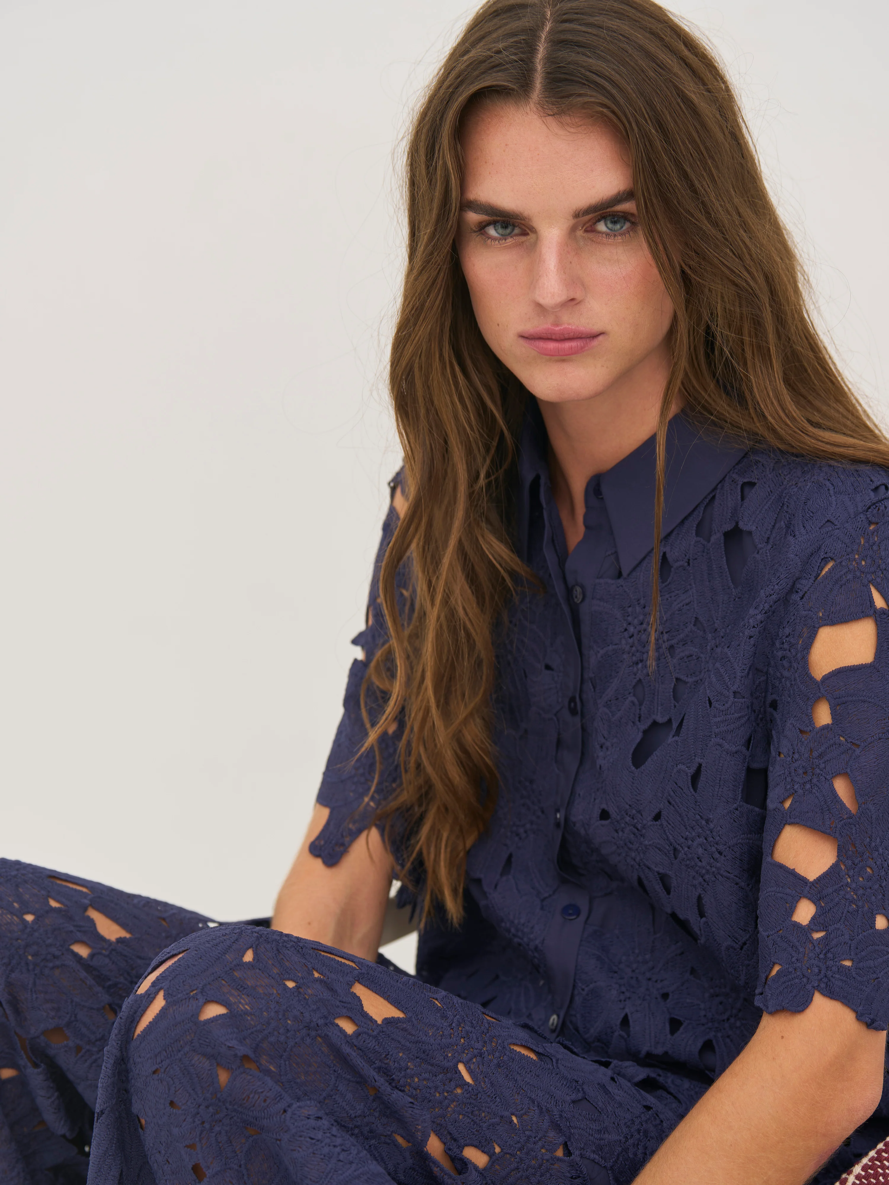 DECIA Lace Shirt - Navy - Image 3