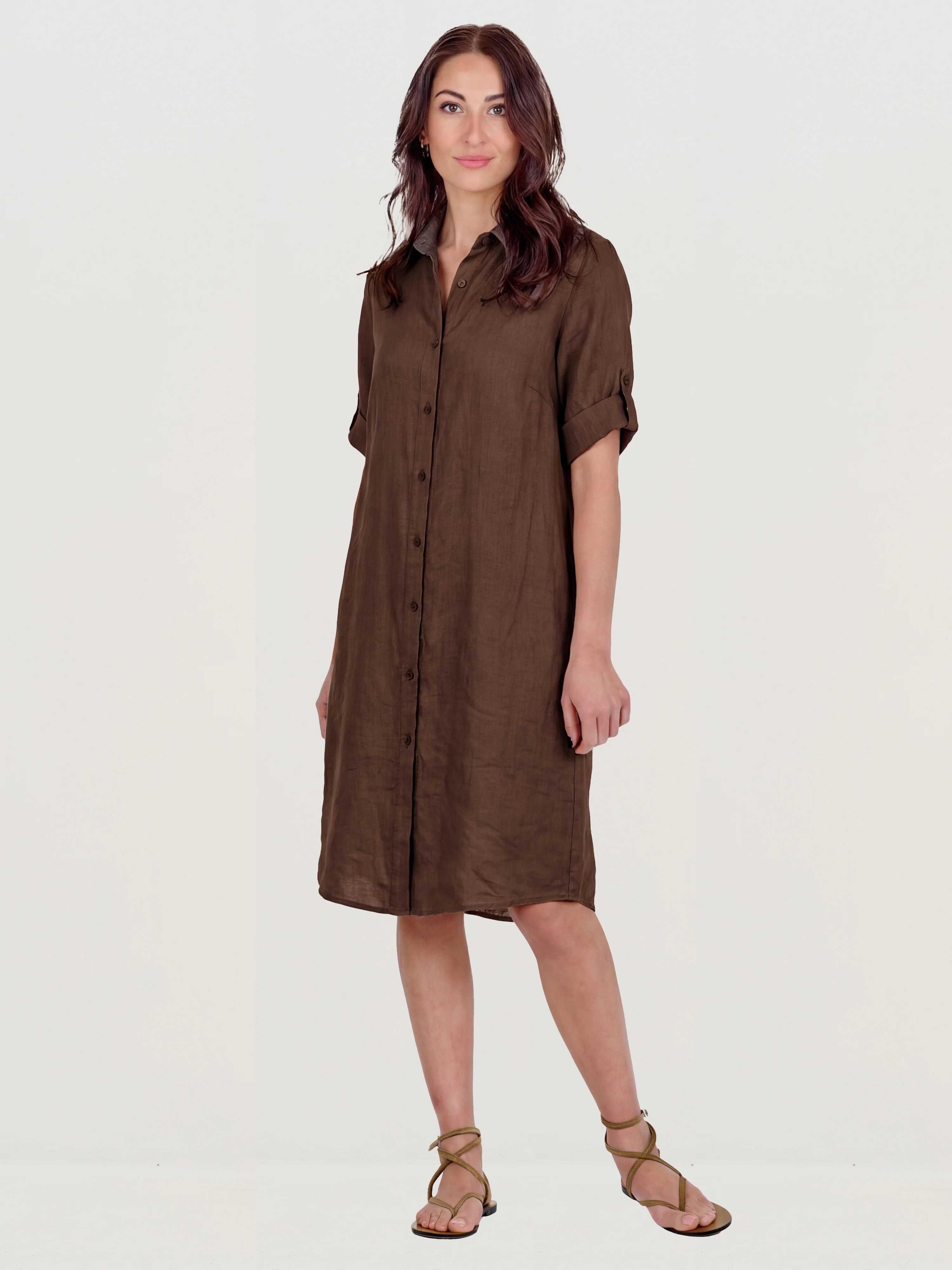 DORIS linen dress - Brown - Image 2